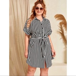 Striped belted shirt dress size 0XL